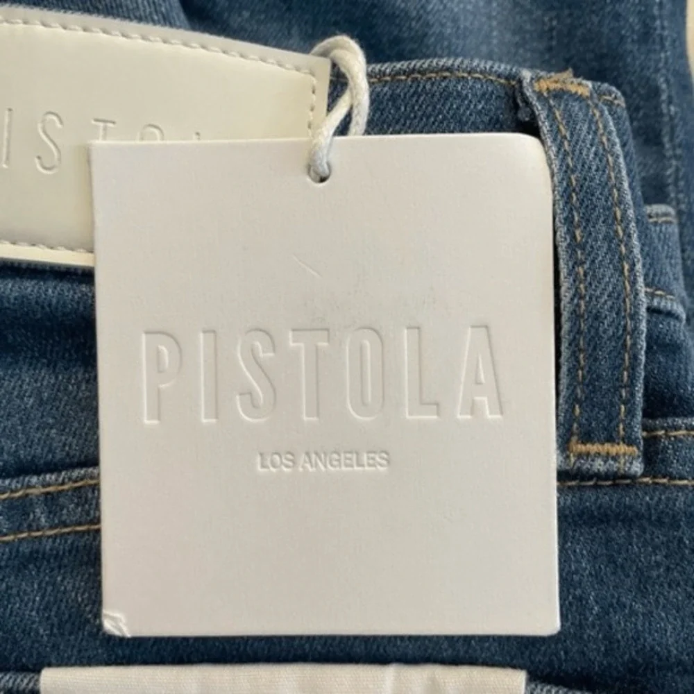 Pistola‎ Aline High Rise Skinny Jeans Catalina Blue Wash Distressed Hem 24